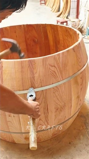 Traditional Wooden Wine Barrel Hoop Fitting and Cooperage 🪵