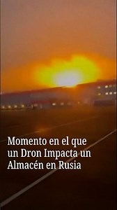 Moment a Drone Strikes a Warehouse in Russia