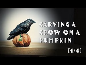 Carving a Crow on a Pumpkin [1/4] Design and Sawing