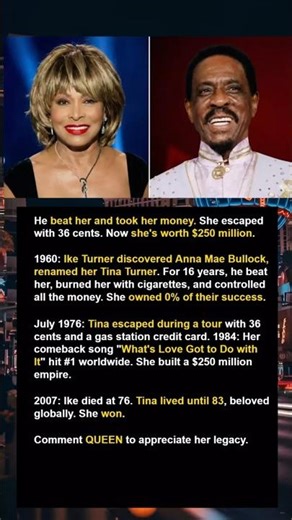 Tina Turner Escaped Ike Turner With 36 Cents, Built $250M