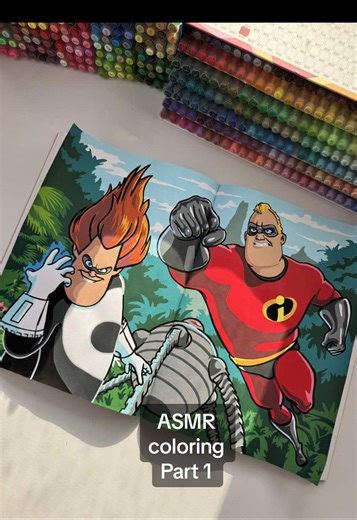 Part 1. The Incredibles Mr. Incredible & Syndrome Page 59-60 #coloring #disney #asmr #acrylicmarker #increible