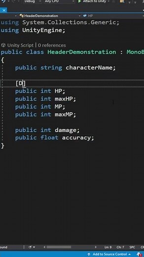 Unity Short Tips [Header] Attribute #Unity #Short #Tips