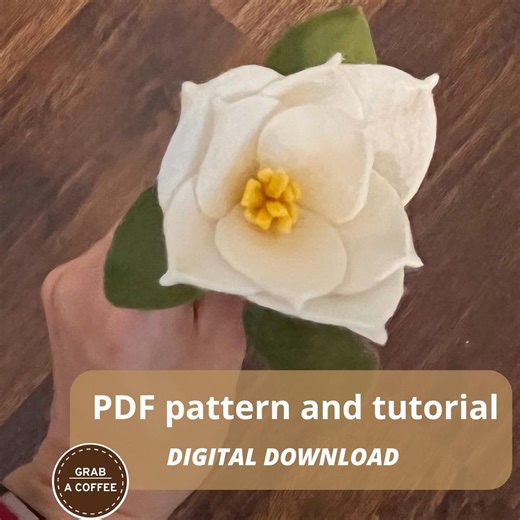 Felt Magnolia Flower Pattern PDF, DIY Wedding Bouquet, Bridal Felt Flowers Template, Magnolia Sewing Pattern, DIY Wedding Decor - Etsy