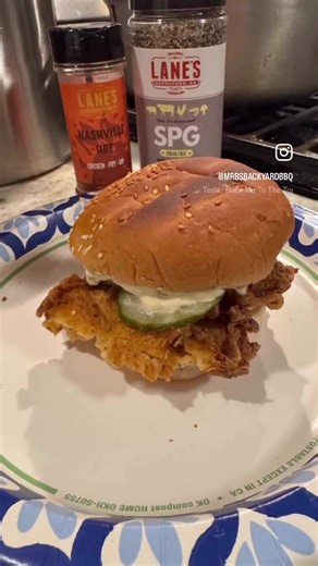 Crispy Dill Pickle–Brined Fried Chicken Sandwich 🥒🔥 After getting buried in another snowstorm and digging out the whole property, I earned this one. Stumbled across a recipe from ellacooks.com and knew it had to happen. Dill pickle brine did its thing. For the dredge, I went with @lanesbbq SPG Nashville Hot Chicken Fry-Dip for that crispy, seasoned crust with just the right kick. Fried to golden perfection and stacked high. Not gonna lie… it gave serious Chick-fil-A vibes. Crunchy, juicy, a li