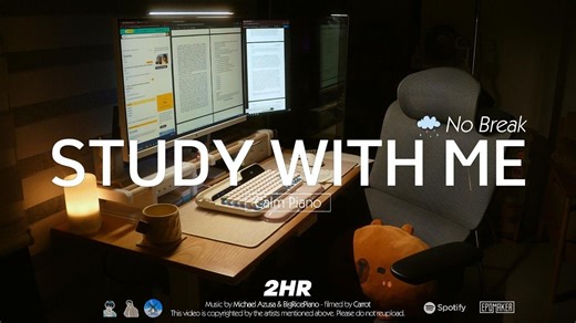 【Carrot TD · 旋律伴学 】2-HOUR STUDY WITH ME｜🌙 2小时深夜自习 · 宁静钢琴 × 雨声｜全程无间断沉浸式心流