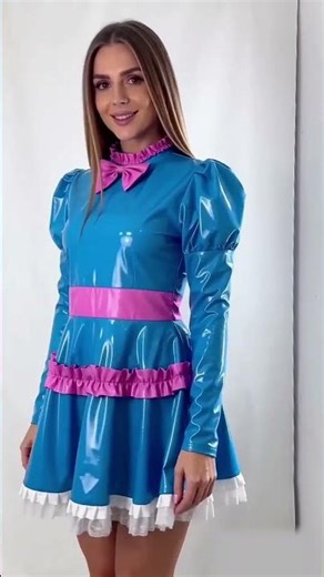 Mens Sissy Lockable Mini Pleated Maid Dresses Cross-dressering Cosplay Outfits 9553 #maid #pvc