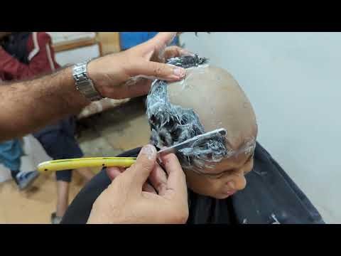 Dandruff remove head shave straight razor bald transformation tutorial zaibi barber shop