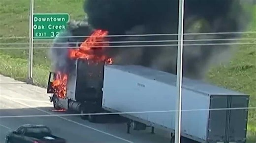 WATCH: Truck explosion, fire caught on camera on Milwaukee freeway