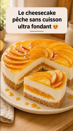 Cheesecake pêche sans cuisson 🍑 Ultra fondant et facile !