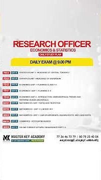 DAILY STUDY PLAN RESEARCH OFFICER (ECONOMICS AND STATISTICS DEPARTMENT)