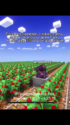Лучший сервер с квестами и экономикой - ip: play.magicmc.fun Версия: 1.21.1 - 1.21.11 #майнкрафт #сервер #роблокс #рекомендации