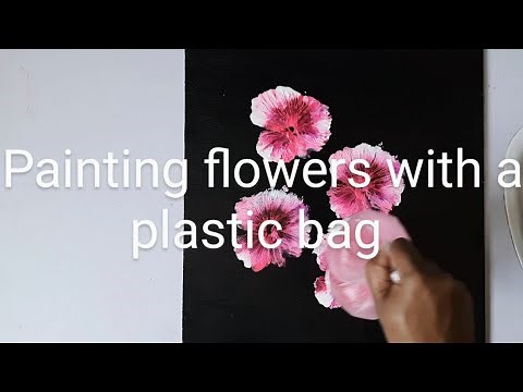 How to paint flowers with a plastic bag||easy flower technique for beginners@vanakkam art &craft
