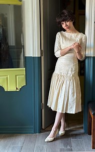Vintage 1950s Taffeta Wedding Dress: Handmade Tea Length, Petite - Etsy