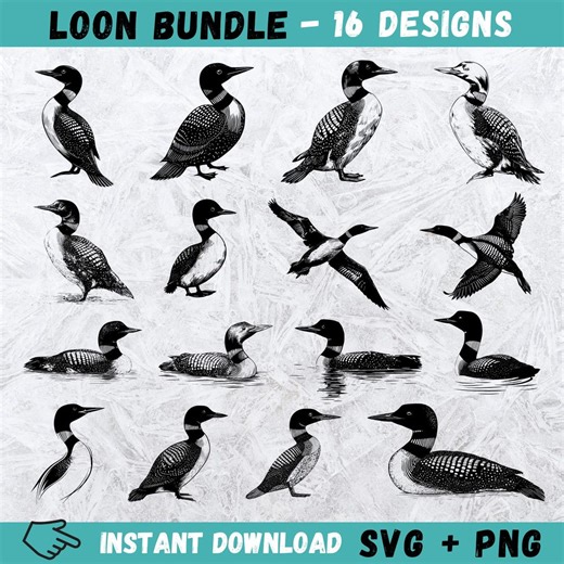 Loon SVG Bundle: 16 Hand-drawn Designs (digital Download) - Etsy