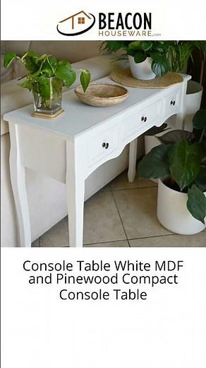 Console Table White MDF and Pinewood Compact Console Table