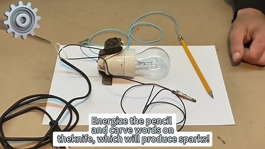 After electrifying the pencil, engraving on the knife will produce sparks!#Electronic #breadboard #Microcontroller #electrify #fyg #foryou