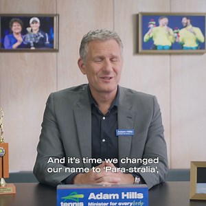Adam Hills, Minister for Every Body, wants more people on court from Para-Standing to Wheelchair Tennis - let's have a hit! | Tennis Australia