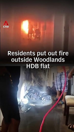 Residents put out fire outside Woodlands HDB flat