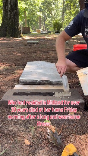 This stone has been on my radar for about two years now. It was in good shape still but had obviously been lying on the ground for a number of years. The face is worn but still legible. A year ago I started researching her with very little luck… it wasn’t until this year that I used a few other research techniques that I was able to locate more info on her. I’ll finish the infill work before winter as I have a few headstones this color to do now. #midlandmi #cemetery #HeadstoneRepair | Past Pres