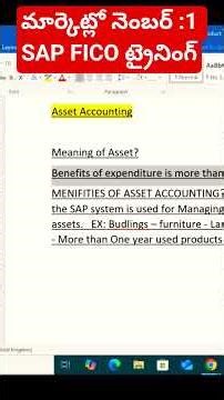 #sapficotrainingintelugu SAP FICO TRAINING IN TELUGU / SAP FICO S4HANA Training in Telugu