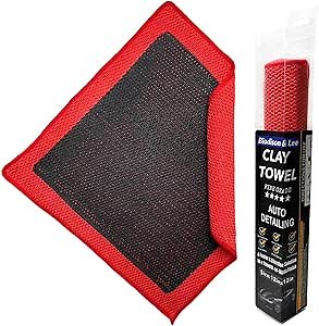 Upgrade Clay Towel 3.0 Ver - Clays Towel for Car Detailing to Remove Paint Overspray, Water Spots,Tree Sap,Rail Dust from Paint,Glass,Plastic Surfaces,Fine Grade Clay Bar Towels(1Pcs-Red,12" x 12")
