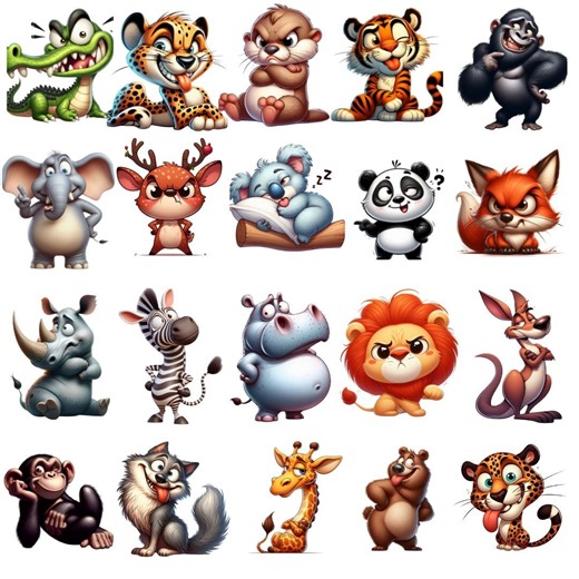 Funny & Crazy Animals Clipart – 20 PNG Hilarious Cartoon Animals With Transparent Background – Digital Download - Etsy