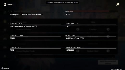 Here is the performance of #WutheringWaves on my PC.Settings: NO DLSS / NATIVE / DLAADisclaimer: I tested this right after updating to Nvidia driver 596.21. Since the shader cache is re-compiling, you might see some minor stuttering, but it usually only happens once per area.