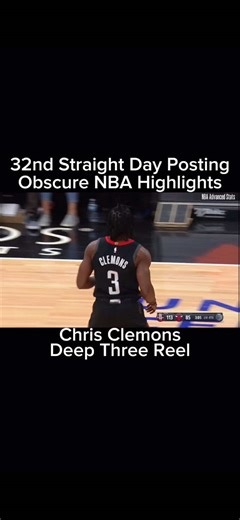 Chris Clemons: Deep three reel Career Stats: 33 GP | 8.8 MPG | 4.9 PPG | 0.9 RPG | 0.8 APG | 0.3 SPG | 0.2 BPG | 40.1 FG% | 34.6 3P% | 90.9 FT% Career Playoff Stats: 2 GP | 4.0 MPG | 3.5 PPG | 1.0 RPG | 0.0 APG | 0.0 SPG | 0.0 BPG | 40.0 FG% | 40.0 3P% | 50.0 FT% Height, Weight, and DOB: 5’9” | 180 lbs | 7/23/1997 Position(s): SG College(s): Campbell University NBA Draft Pick and Class: Undrafted in 2019 Team(s): Rockets Fun Fact: Clemons set numerous school records at Campbell, including 49 sch