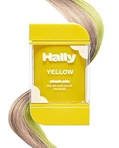 Hally Hair Shade Stix, Temporary Hair Color for Kids & Adults - Yellow | Washable hair makeup applies easily and rinses out in one shampoo wash—ideal for festivals, sporting events and parties.