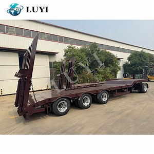 [Hot Item] Luyi Factory Supply 4 Axle Lowbed Truck Trailer with Carrier Bar Tow Dry Lowbed Semi Trailer with Draw Bar