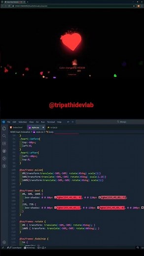 ❤️ HEART ANIMATION That FOLLOWS YOUR CURSOR! #viral #javascript #tripathidevlab #coding #programming