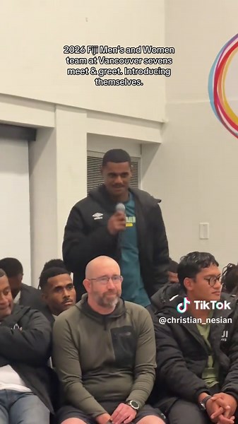 2026 Fiji Men’s and Women’s Fiji team at Vancouver sevens introducing themselves. #vancouversevens #fijiteam #rugbysevens