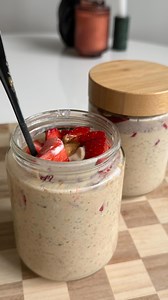 #ad These overnight oats are one of my favorite breakfast recipes I make to support gut health**! The key ingredient being Activia new Activia Proactive Strawberry Probiotic Yogurt. I now always keep these stocked in my fridge for snacking as well - they’re so delicious! Each Activia Proactive yogurt contains both pre and probiotics and 10g of protein per serving! #ActiviaPartner Recipe: (Makes 1 jar, repeat depending on number of servings) 1 serving Activia Proactive Strawberry Probiotic Low Fa