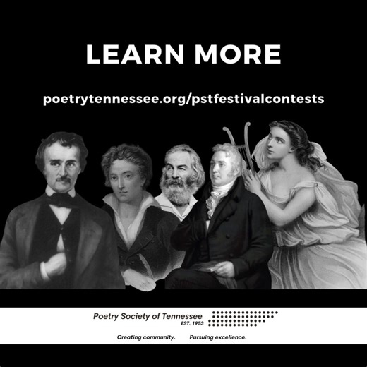 Hey poets! Our 69th Annual Festival contests are now open for entries! 17 contests, more than $1,400 in prizes, plus a chance to be pubished in Tennessee Voices Anthology! Check it out: https://www.poetrytennessee.org/pstfestivalcontests.html #PoetryFest69CONTESTS #poetrycontests #poetsintennessee #poetryisaliveintennessee #tennesseepoetrycontests #sendusyourpoems | The Poetry Society of Tennessee | Facebook