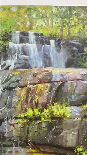 Forest Waterfall Oil Painting | Autumn Nature Landscape Artwork #painting #art