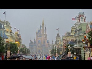 Magic Kingdom Main Street USA w/ Heavy Rain Sights & Sounds in 4K | Walt Disney World Florida 2022
