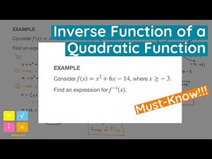 Inverse Function of a Quadratic Function, Choosing Between Plus or Minus ±, Example and Explanation