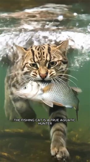 A wild cat that swims, dives, and hunts underwater #fishingcat #MysteriousWildlife #Aquatichunter #wildnature #DidYouKnow | Animal World