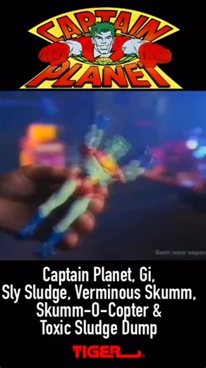 Mighty Space Robot on Instagram: "Commercial for the Captain Planet action figures Captain Planet, Gi, Sly Sludge & Verminous Skumm, the Skumm-O-Copter & the Toxic Sludge Dump. In 1991 Tiger Toys introduced a line of action figures and vehicles based on the animated seriesCaptain Planet and the Planeteers. To stay with the environmental protection theme of the series, manufactures of Captain Planet merchandise needed to insure the products would be made from recycled and recyclable products. For