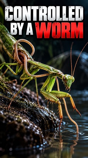 This Parasite Forces a Praying Mantis Into Water — Then Crawls Out