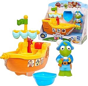 Just Play Disney Junior Muppet Babies Tub Time Cruiser with Kermit the Frog Figure, Bath Toy Boat, Officially Licensed Kids Toys for Ages 3 Up