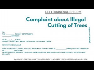 Complaint About Illegal Cutting Of Trees - Tree Cutting Complaint Letter Sample