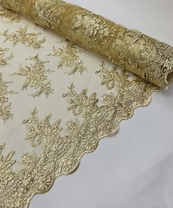 Gold Floral Lace by the Yard, Gold Embroidered Lace Fabric With Sequins, Floral Bridal Lace for Wedding Dress Tablecloth Runners Costumes - Etsy