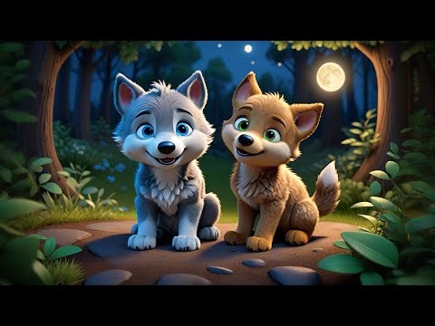Four Baby Wolves Howl at the Moon | Fun Wolf Song for Kids | Counting & Nighttime Nursery Rhyme