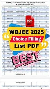 🔥WBJEE 2025 Top 50 College Choice Filling List PDF Download! #wbjee #wbjeecounselling