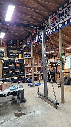 one of the best additions to our shop this year: Harbor Freight gantry crane! #harborfreighttools