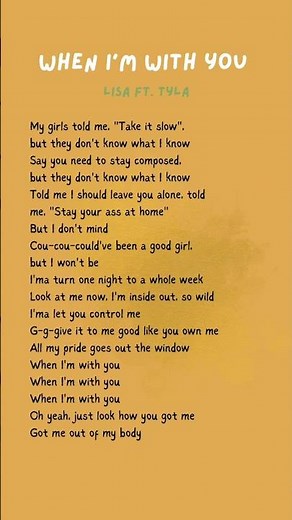 When I'm with You lyrics - LISA Ft. Tyla