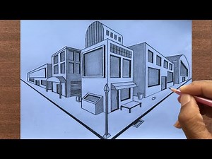 How to Draw a Town in Two-Point Perspective Step-by-step
