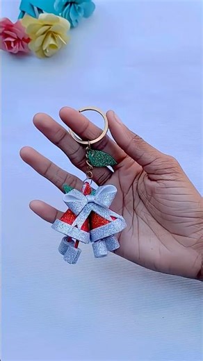 Cute Christmas 🎄✨keychain idea ￼ from glitter sheet#diy #craft #glitter Sheet