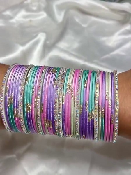 Multi-color Metal Bangles Set | Rainbow Bridal Jewelry, Festive Wear - Etsy